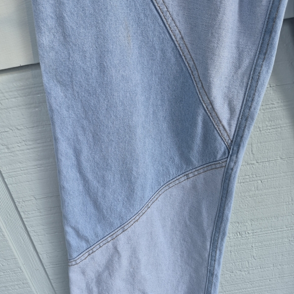 ACR Women's 14 Wide Leg Frayed Hem Light Wash 2 Tone Denim Jeans Hippie Boho - Picture 3 of 5